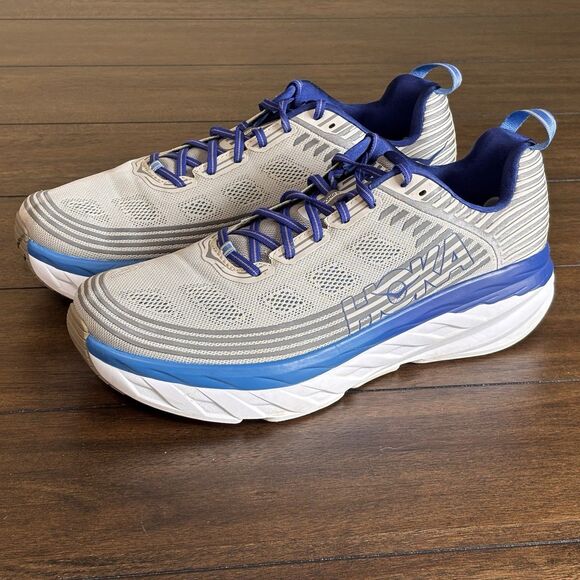 Hoka One One Bondi 6 VBFG Vapor Blue Frost Grey Shoes 1019269 Mens Size 14 CLEAN